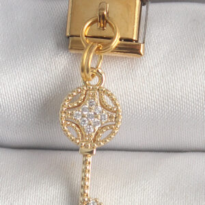 Kalbinle 316L Çelik Gold Renk Sallantı Zirkon Taşlı Anahtar Model Nomination Charm BC1347