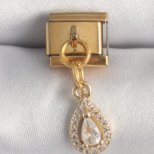 Kalbinle 316L Çelik Gold Renk Sallantı Damla Zirkon Taşlı Nomination Charm BC1354