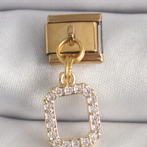 Kalbinle 316L Çelik Gold Renk Sallantı Kare Zirkon Taşlı Nomination Charm BC1350