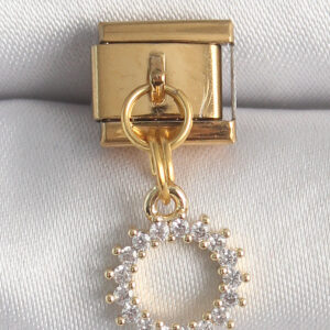 Kalbinle 316L Çelik Gold Renk Zirkon Taşlı Sallantı Güneş Model Nomination Charm BC1353