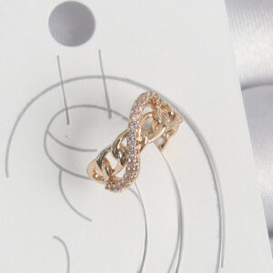 Pirinç Gold Renk Zirkon Taşlı Sonsuzluk Zincir Model Kadın Kıkırdak Küpe BKP10575