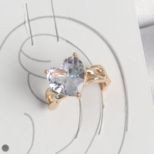 Pirinç Gold Renk Zirkon Taşlı Kalp Model Kadın Kıkırdak Küpe BKP10578