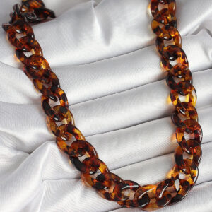 Leopar Desenli Mika Kalın Zincir Kadın Kolye BKO10235