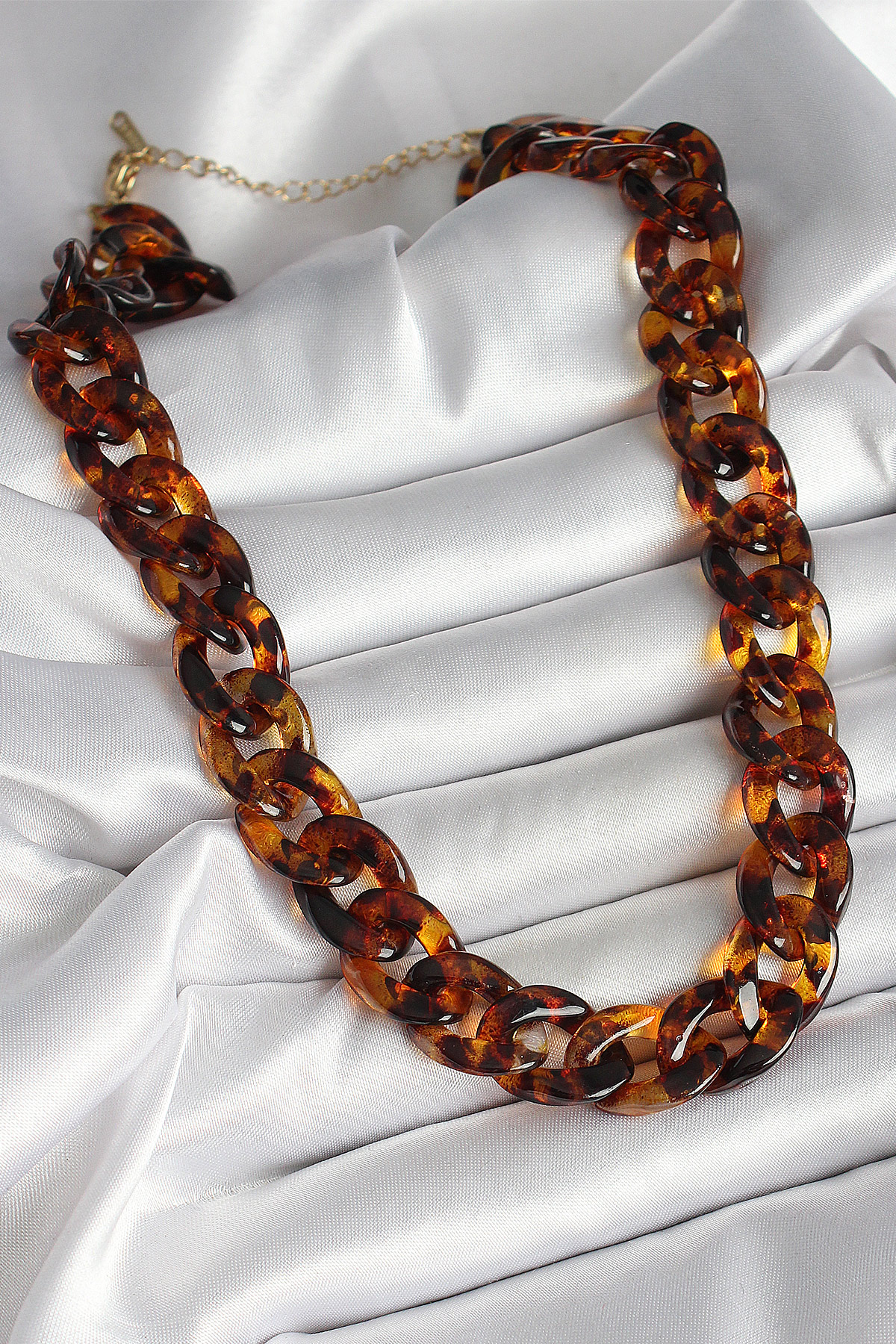 Leopar Desenli Mika Kalın Zincir Kadın Kolye BKO10235