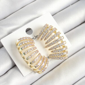 Pirinç Zirkon Taşlı Çoklu Görünümlü Model Gold Renk Kadın Küpe BKP10632