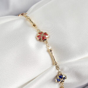 Pirinç Gold Renk Karışık Renk Yonca Zirkon Taşlı Kadın Bileklik BB7056