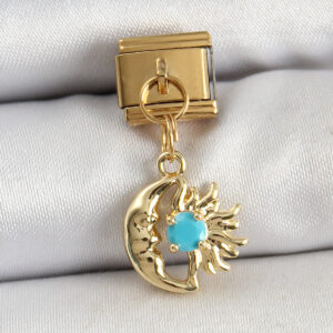 Kalbinle 316L Çelik Sallantılı Ay Ve Güneş Model Gold Renk Nomination Charm BC1435
