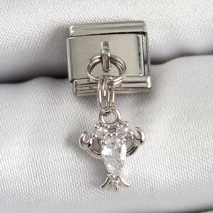 316L Çelik Sallantılı Zirkon Taşlı Yengeç Model Gümüş Renk Nomination Charm BC1449