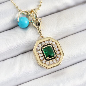 Gold Renk Pirinç Zirkon Taşlı Kadın Serenay Kolyesi BKO10304