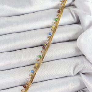 316L Çelik Gold Renk Karışık Renkli Kristal Taşlı Kadın Bileklik BB7090