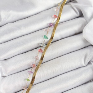 316L Çelik Gold Renk Kristal Karışık Renkli Taşlı Kadın Bileklik BB7091