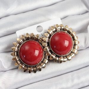 Pirinç Bordo Vintage Model Gold Renk Kadın Küpe BKP10752