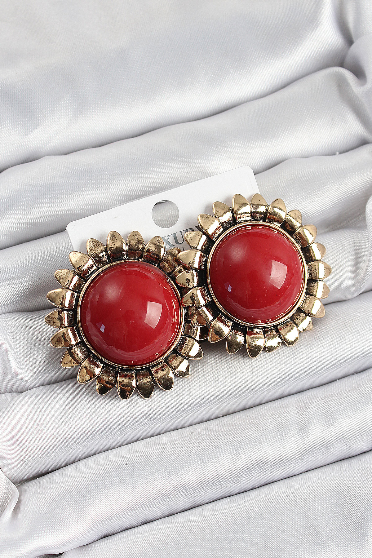 Pirinç Bordo Vintage Model Gold Renk Kadın Küpe BKP10752