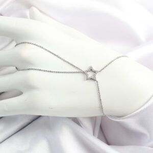 Pirinç Gümüş Renk Zirkon Taşlı Yıldız Model Şahmeran SN677