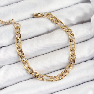 Kalbinle 316L Çelik Gold Renk Zincir Erkek Bileklik EB3734