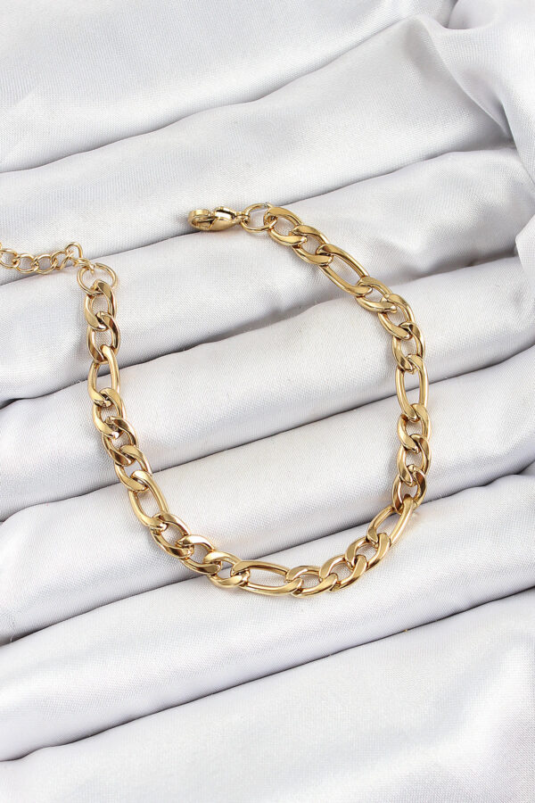 Kalbinle 316L Çelik Gold Renk Zincir Erkek Bileklik EB3734