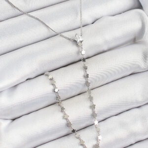 Pirinç Zirkon Taşlı Yıldız Figürlü Y Model Gümüş Renk Kadın Kolye BKO10309