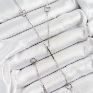 316L Çelik Kelebek Figürlü Y Model Gümüş Renk Kadın Kolye BKO10330