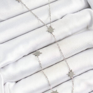 316L Çelik Kutup Yıldızı Figürlü Y Model Gümüş Renk Kadın Kolye BKO10332