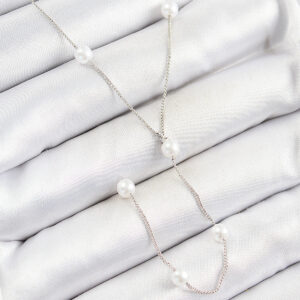 Pirinç İnci Figürlü Y Model Gümüş Renk Kadın Kolye BKO10337