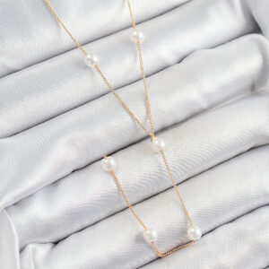 Pirinç İnci Figürlü Y Model Gold Renk Kadın Kolye BKO10340