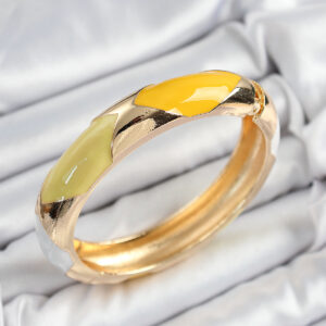 Pirinç Beyaz Yeşil Sarı Mineli Baklava Model Gold Renk Kadın Kelepçe BB7328