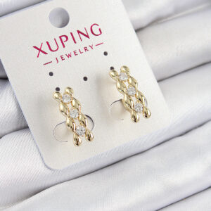 Xuping Zirkon Taşlı Sıralı Damla Model Gold Renk Kadın Küpe BKP10839