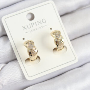 Xuping Zirkon Taşlı Geometrik Desenli Halka Model Gold Renk Kadın Küpe BKP10850
