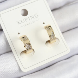 Xuping Zirkon Taşlı Desenli Halka Model Gold Renk Kadın Küpe BKP10851