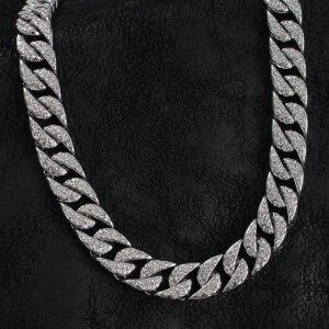 Pirinç Zirkon Taşlı Cuba Gurmet Model Gümüş Renk Erkek Kolye ERK1404