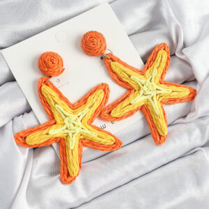 Pirinç Turuncu Deniz Yıldızı Model Gold Renk Kadın Hasır Küpe BKP10898