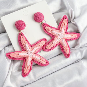 Pirinç Pembe Deniz Yıldızı Model Gold Renk Kadın Hasır Küpe BKP10899