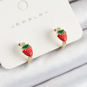 Pirinç Çilek Model Gold Renk Çocuk Küpe BKP10906