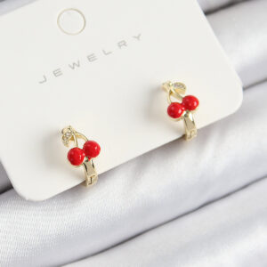 Pirinç Kiraz Model Gold Renk Çocuk Küpe BKP10910