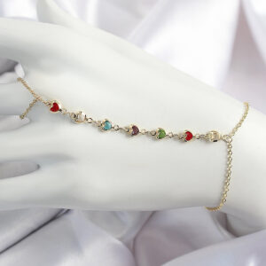 Pirinç Renkli Kalpli Zirkon Taşlı Y Model Gold Renk Kadın Şahmeran SN680