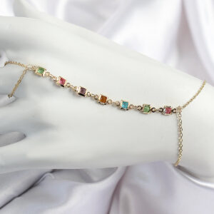 Pirinç Renkli Kare Zirkon Taşlı Y Model Gold Renk Kadın Şahmeran SN682