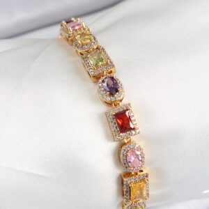 Pirinç Karışık Zirkon Taşlı Baget Model Gold Renk VIP Seri Kadın Bileklik BB7504