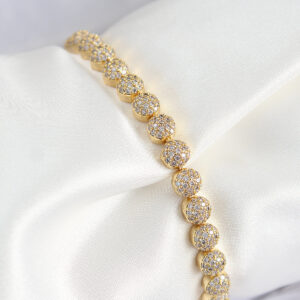 Pirinç Zirkon Taşlı Yarım Topcuk Model Gold Renk VIP Seri Kadın Bileklik BB7508