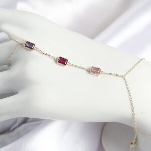 Pirinç Renkli Zirkon Taşlı Dikdörtgen Model Gold Renk Kadın Şahmeran SN693