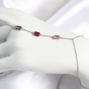 Pirinç Renkli Zirkon Taşlı Dikdörtgen Model Gümüş Renk Kadın Şahmeran SN694