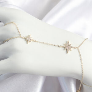 Pirinç Zirkon Taşlı Kutup Yıldızı Model Gold Renk Kadın Şahmeran SN705