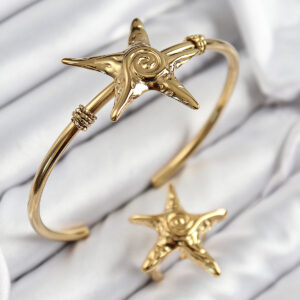 Pirinç Deniz Yıldızı Model Gold Renk Bileklik Yüzük Set BB7600