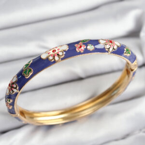 Mineli Pirinç Mor Çiçek Motifli Gold Kadın Kelepçe BB7620