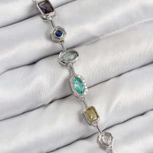 Pirinç Renkli Zirkon Taşlı Model Gümüş Renk 7 Element Kadın Y Kolye BKO10440