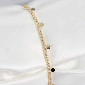 Pirinç Zirkon Taşlı Ezme Zincirli Sıralı Model Gold Renk Kadın Bilekilk BB7655