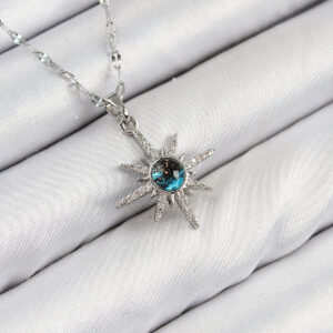 316L Çelik Zirkon Taşlı Kutup Yıldızı Model Gümüş Renk Kadın Kolye BKO10443