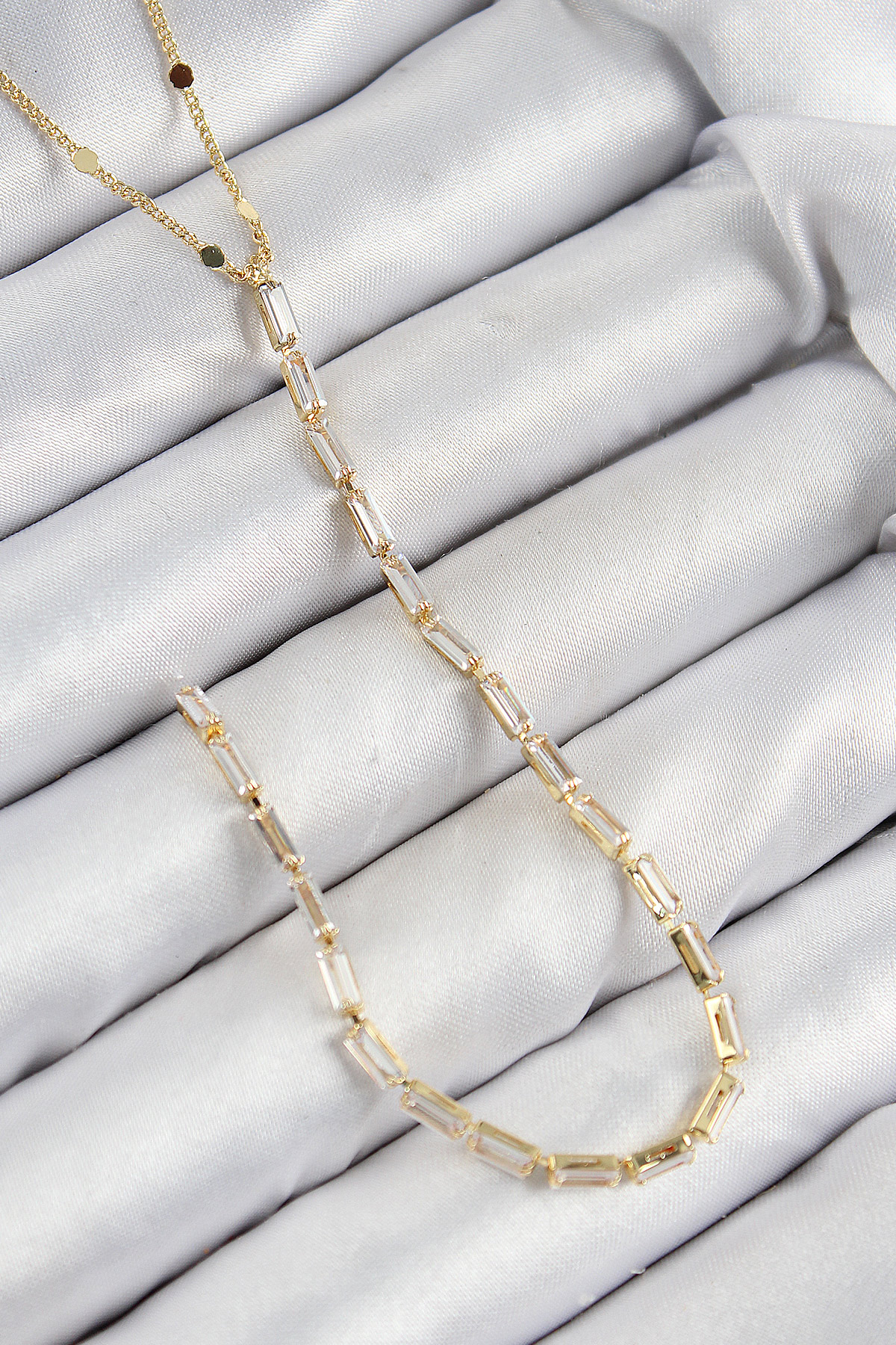 Pirinç Zirkon Taşlı Model Gold Renk Y Kolye BKO10450