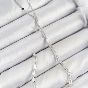 Pirinç Zirkon Taşlı Model Gümüş Renk Y Kolye BKO10451