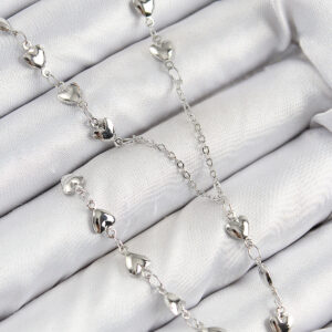 Pirinç Zirkon Taşlı Kalp Model Gümüş Renk Y Kolye BKO10456