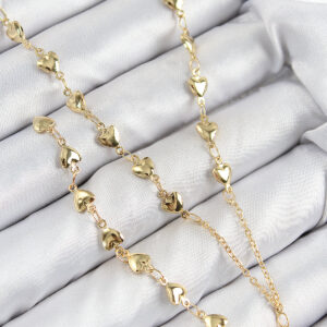 Pirinç Zirkon Taşlı Kalp Model Gold Renk Y Kolye BKO10457